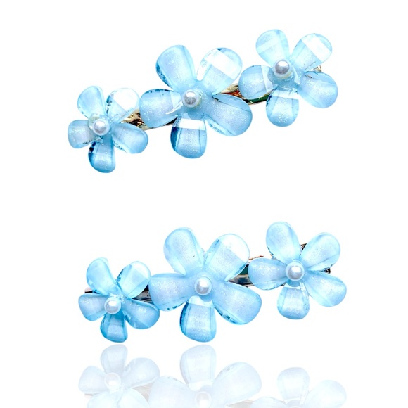 Crystal Cut Floral Barrettes - Picture 1 of 4